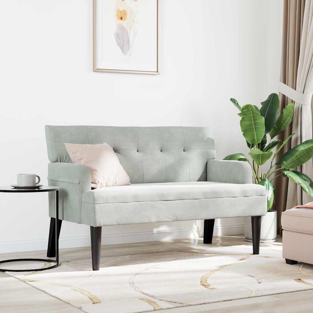 Chesterfield Bench Light Grey 112 x 65.5 x 75 cm Velvet