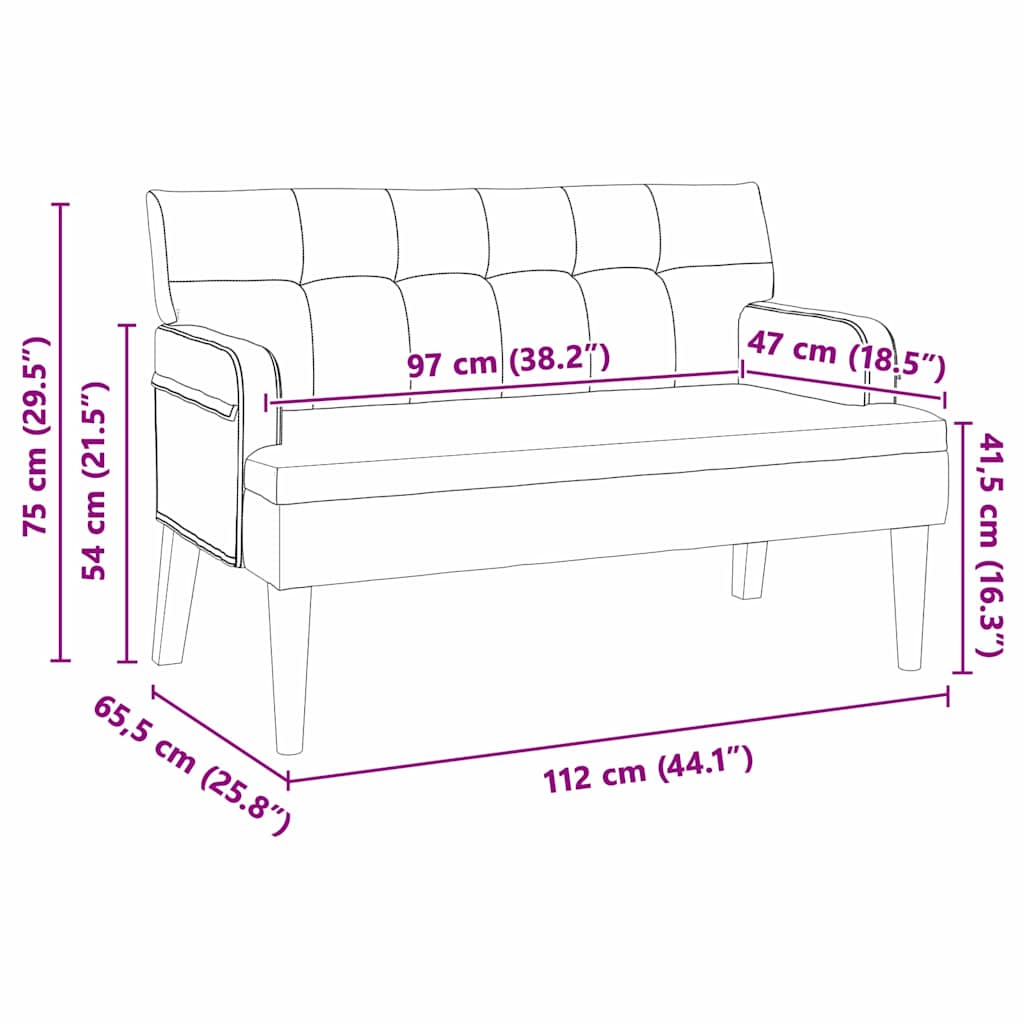 Česterfildo suolas Mėlyna 112 x 65.5 x 75 cm Aksomas