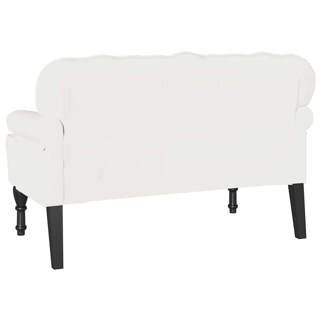Chesterfield Bench White 119.5 x 64.5 x 75 cm Artificial Leather
