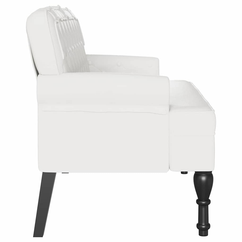 Chesterfield Bench White 119.5 x 64.5 x 75 cm Artificial Leather