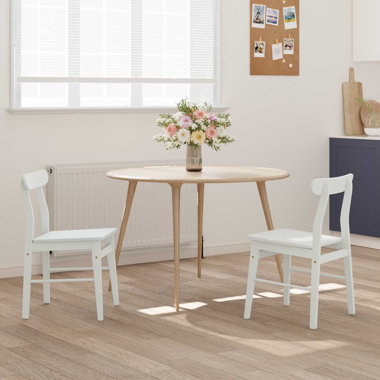 Dining Chair 2 pcs White Solid rubberwood