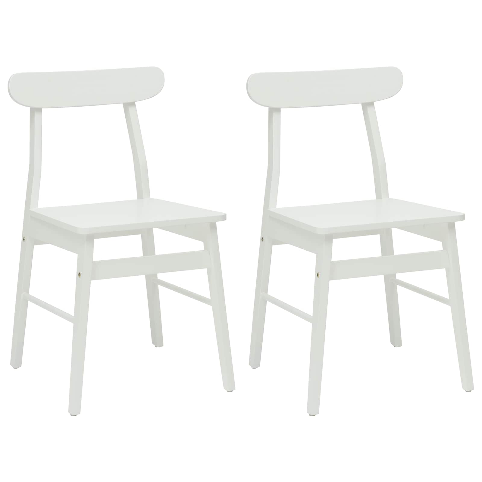 Dining Chair 2 pcs White Solid rubberwood