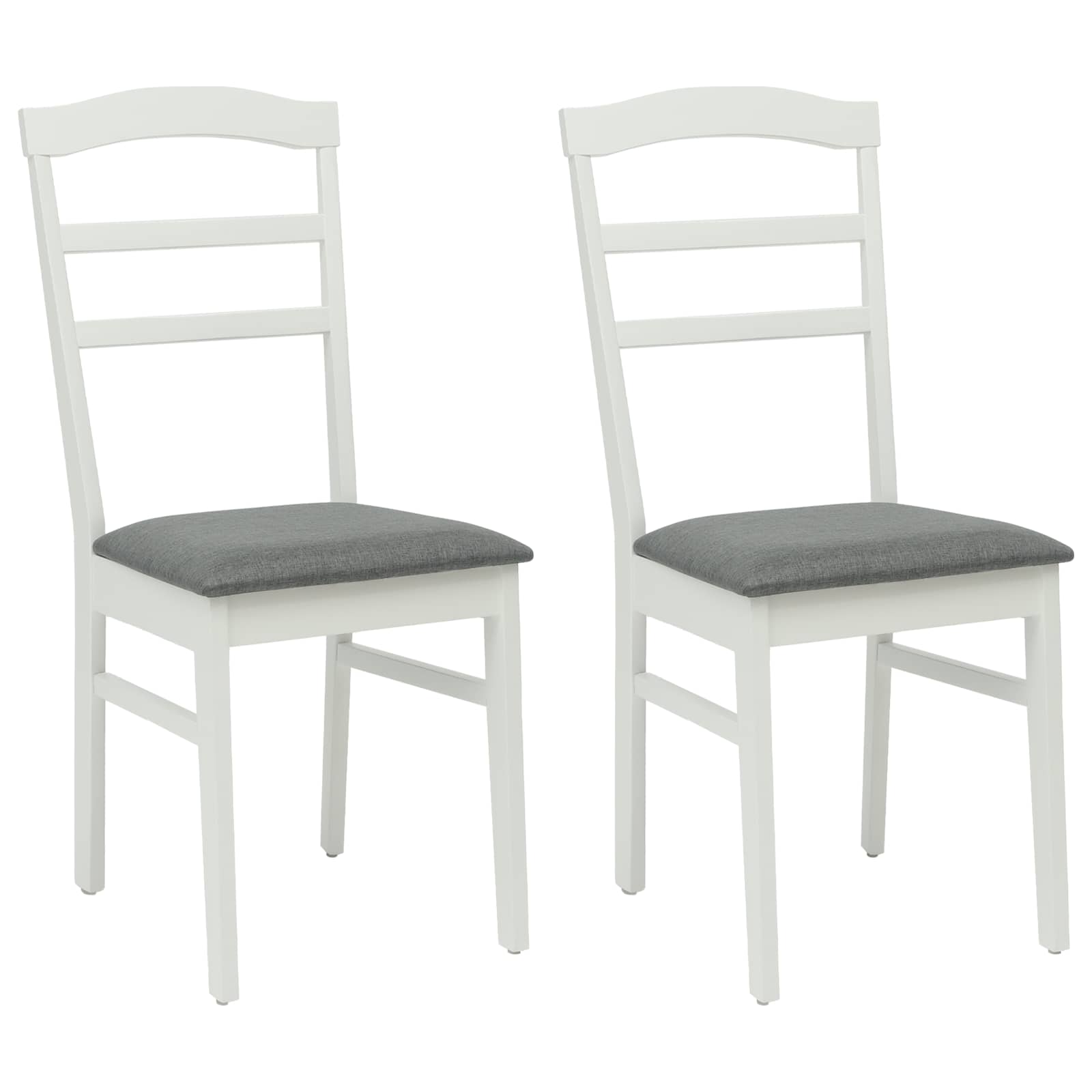 Dining chair 2 pcs White and gray Solid wood
