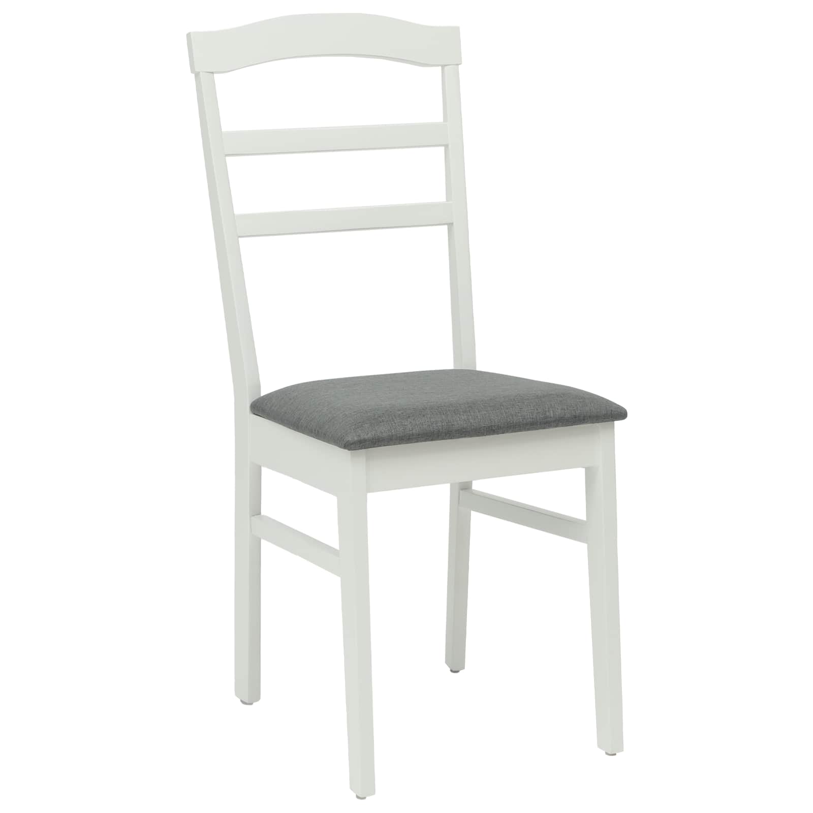 Dining chair 2 pcs White and gray Solid wood