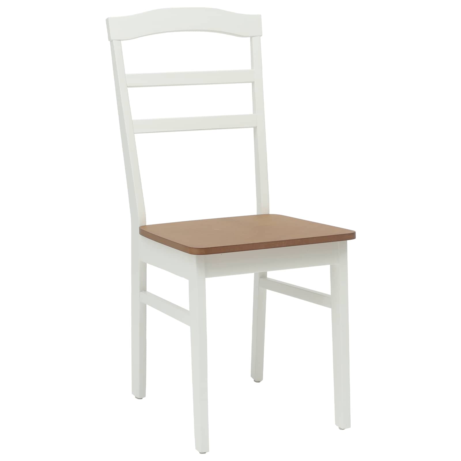Dining Chair 2 pcs White and Natural Solid Wood