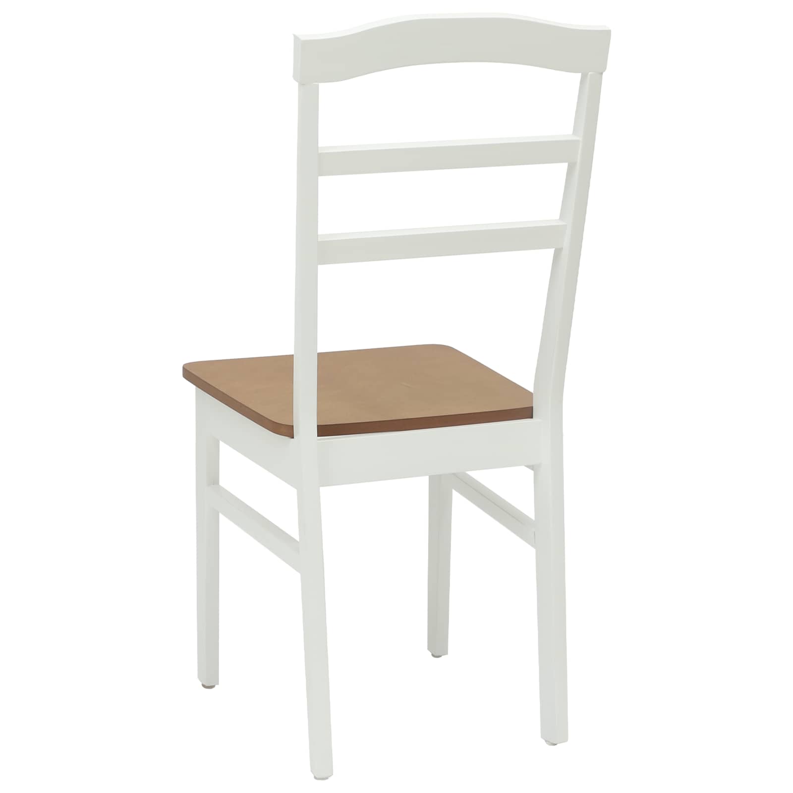 Dining Chair 2 pcs White and Natural Solid Wood