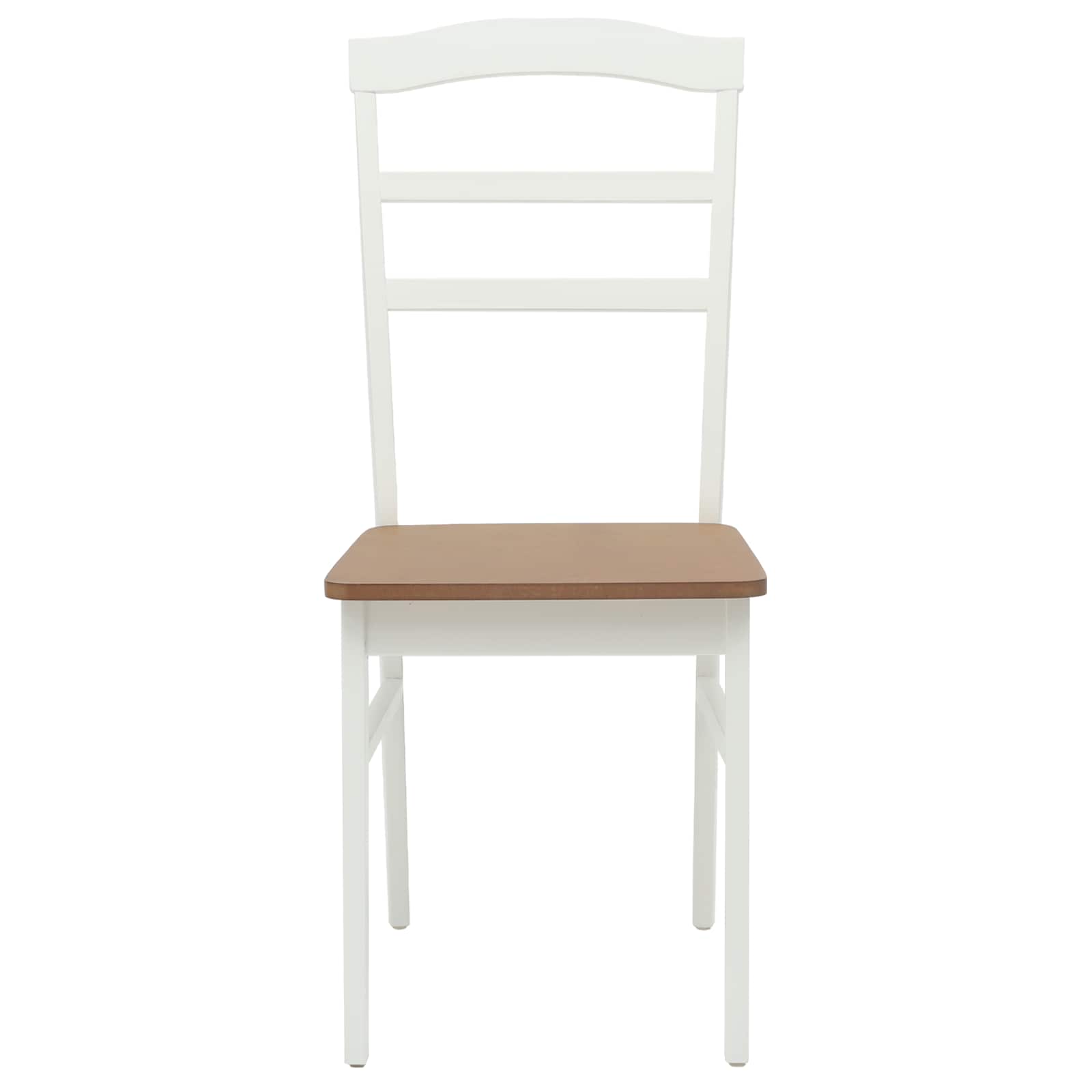 Dining Chair 2 pcs White and Natural Solid Wood