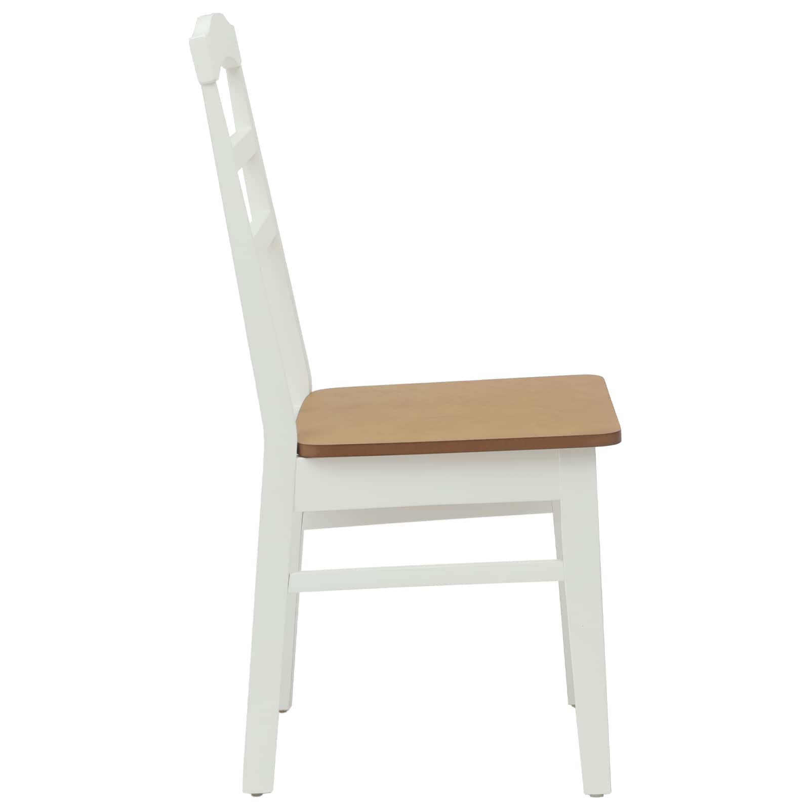 Dining Chair 2 pcs White and Natural Solid Wood