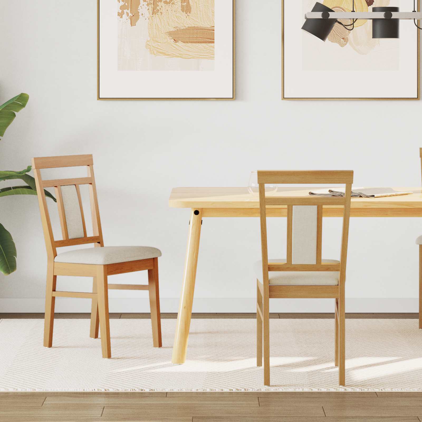 Dining chair 2 pcs Natural and light
