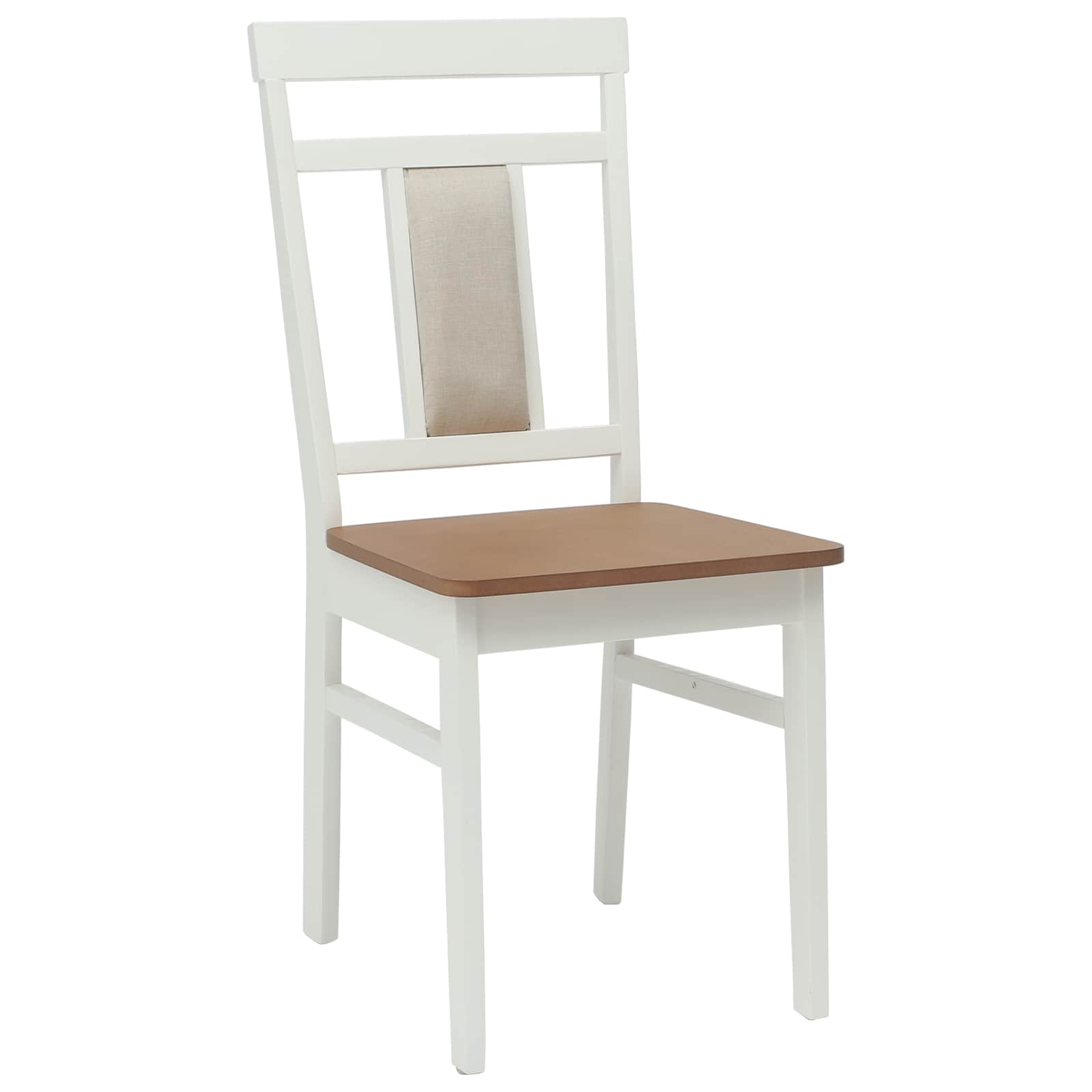 Dining Chair 2 pcs White and Natural Solid rubberwood