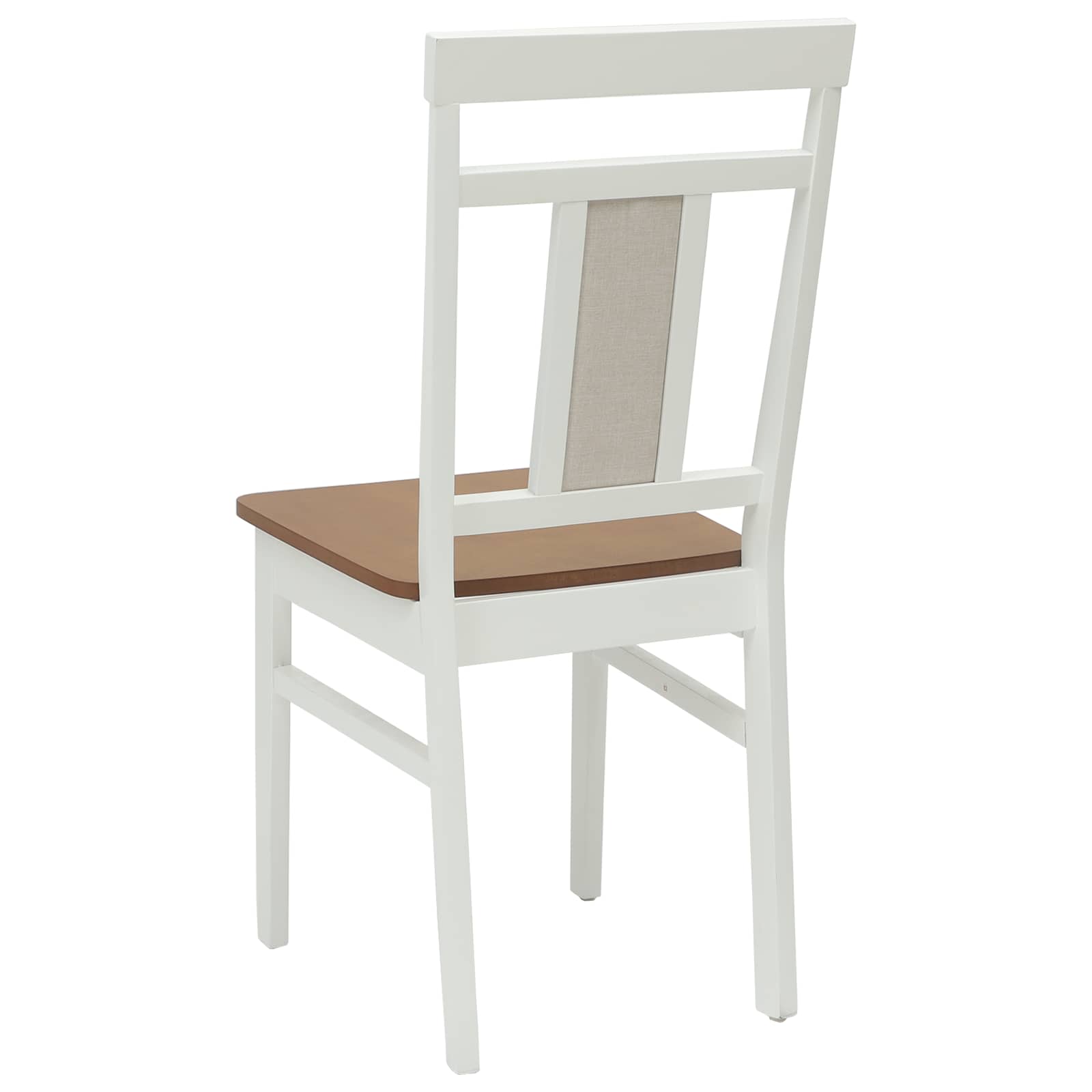 Dining Chair 2 pcs White and Natural Solid rubberwood