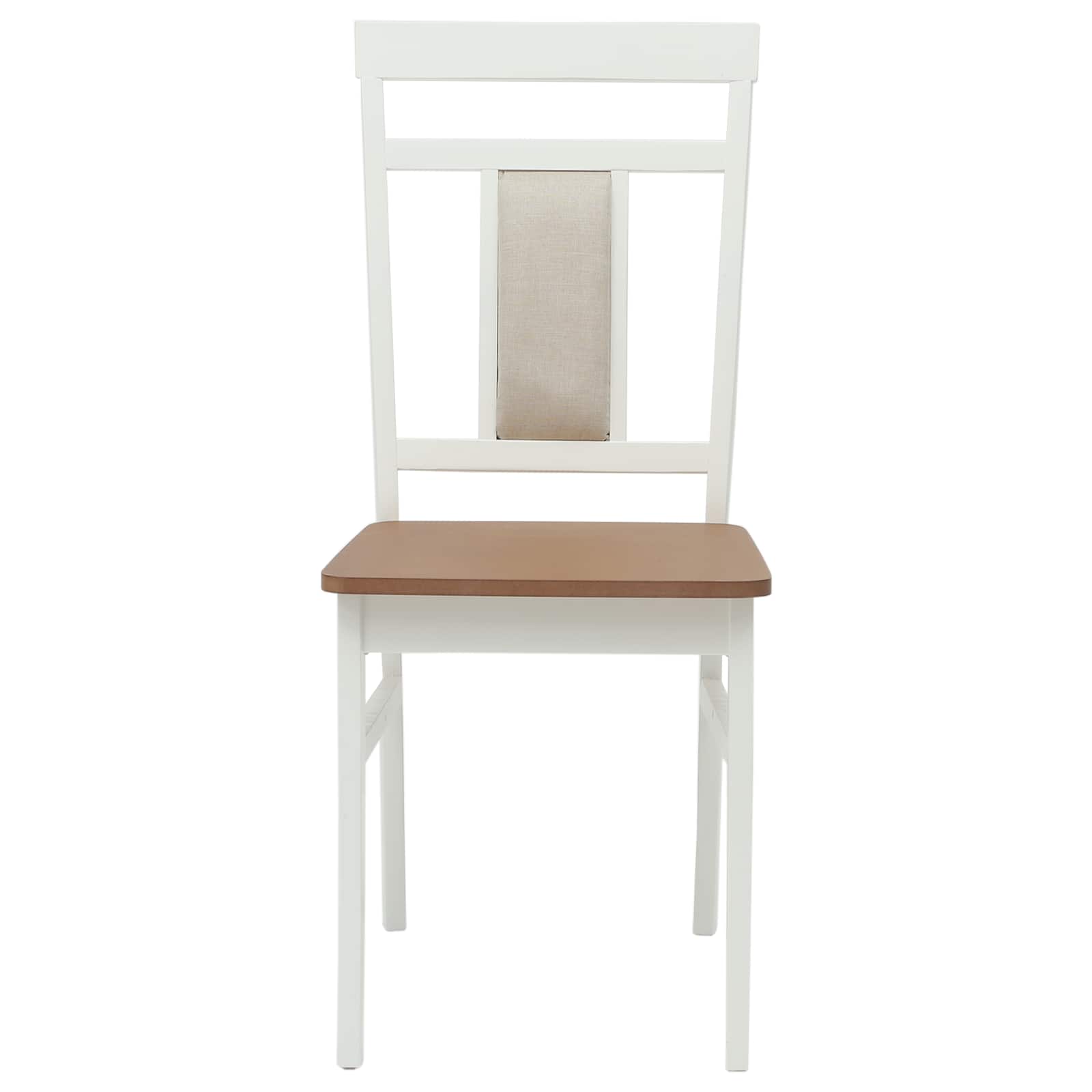 Dining Chair 2 pcs White and Natural Solid rubberwood