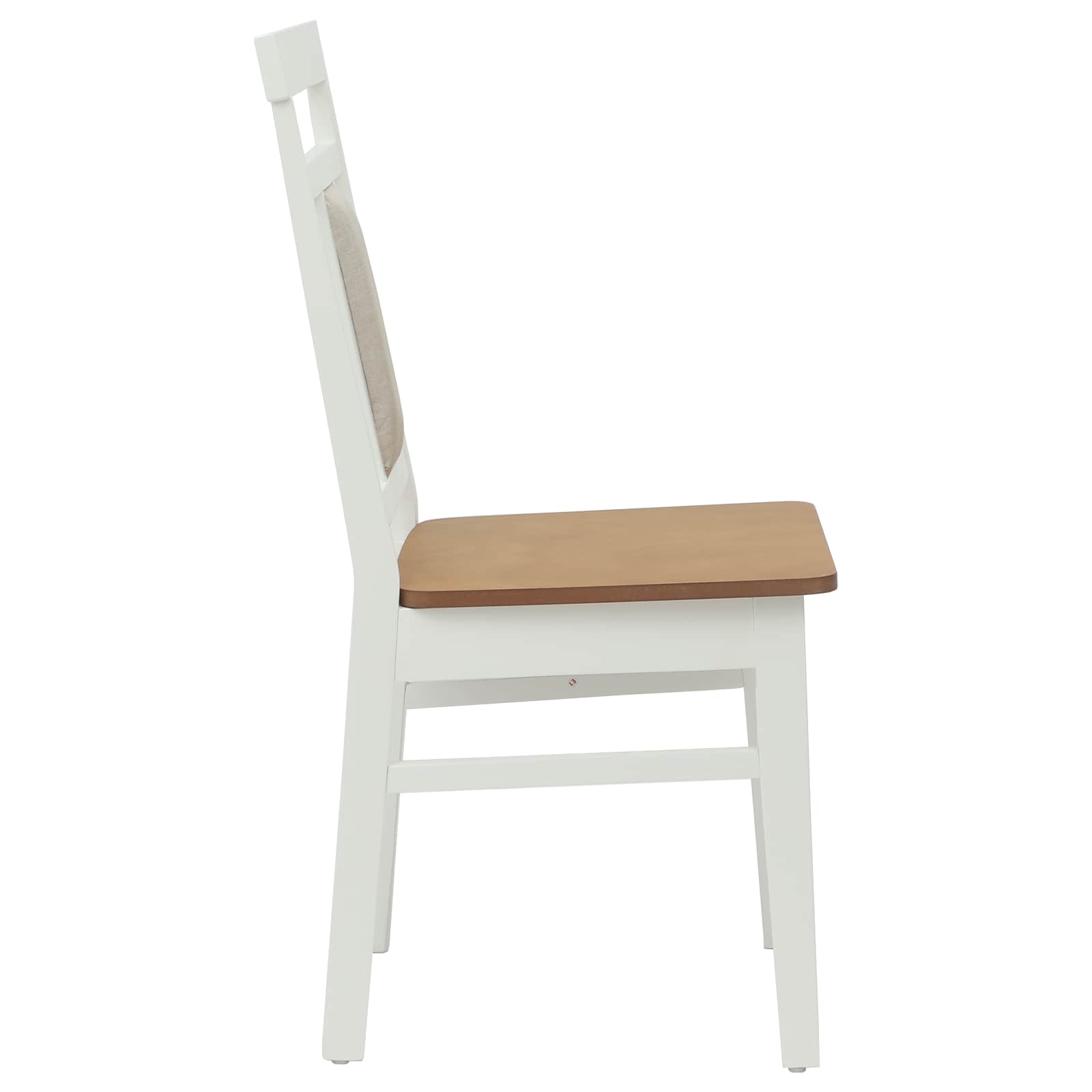 Dining Chair 2 pcs White and Natural Solid rubberwood