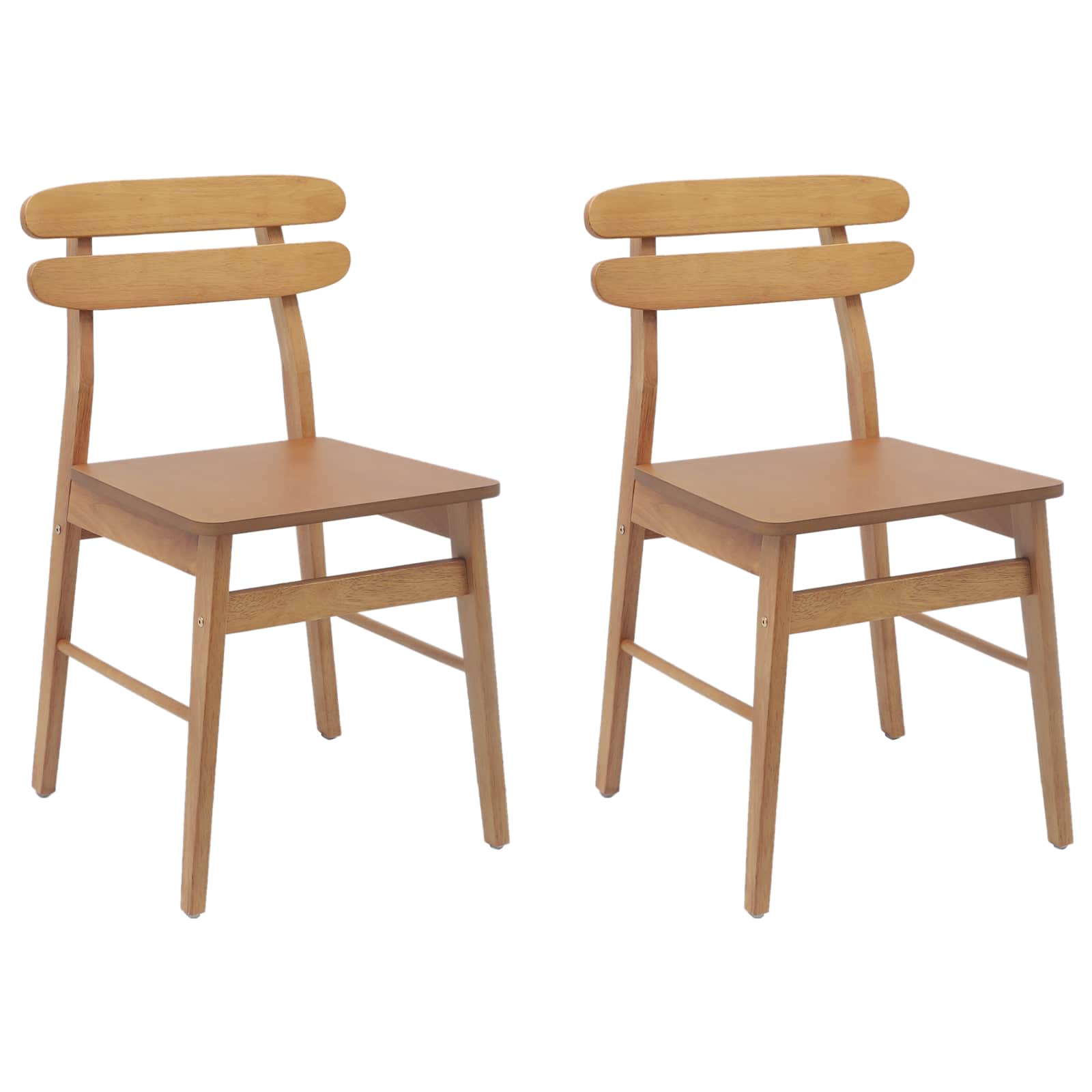 Valgomasis krėslas 2 pcs Natūrali Kietas medis