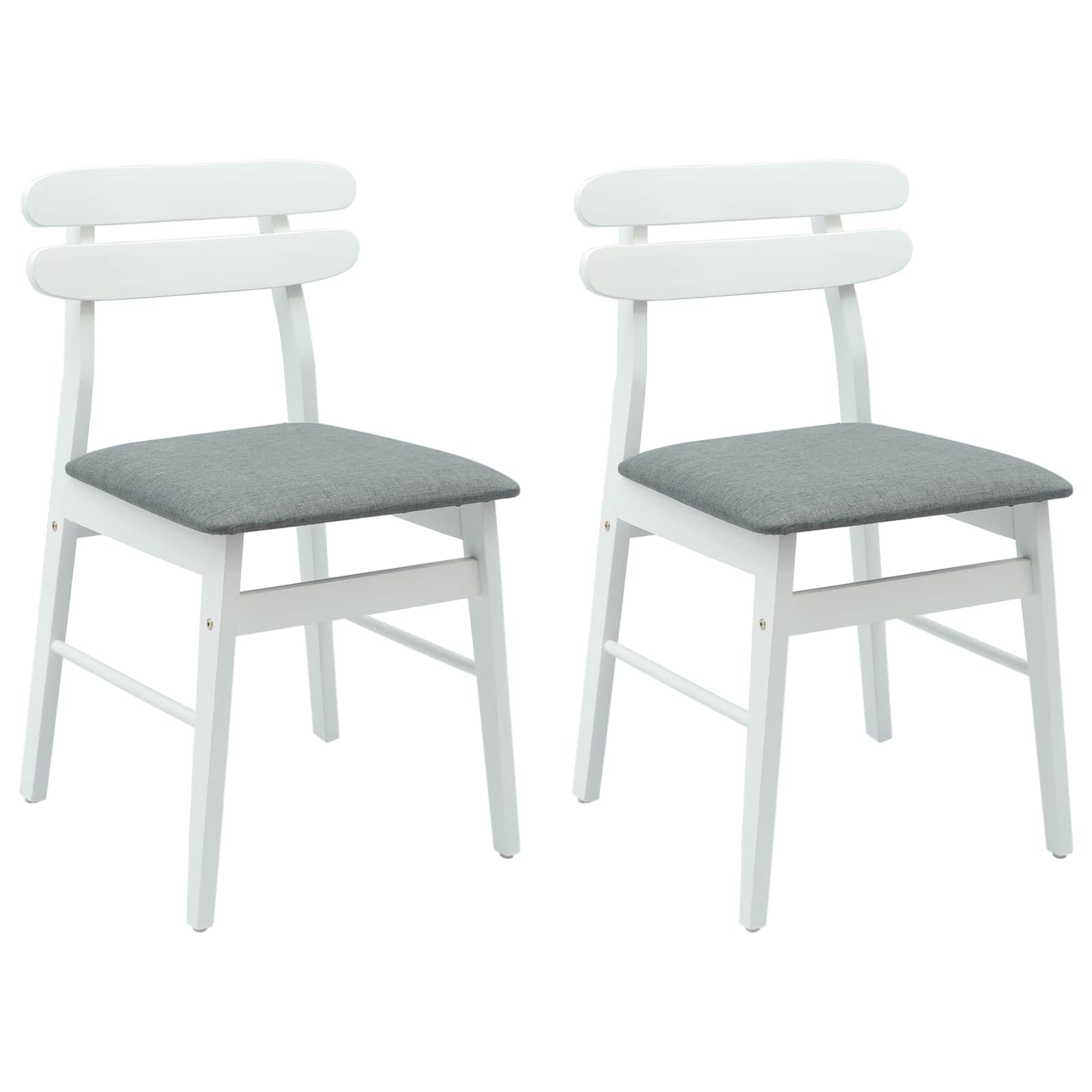 Dining chairs 2 pcs White and grey Solid rubberwood