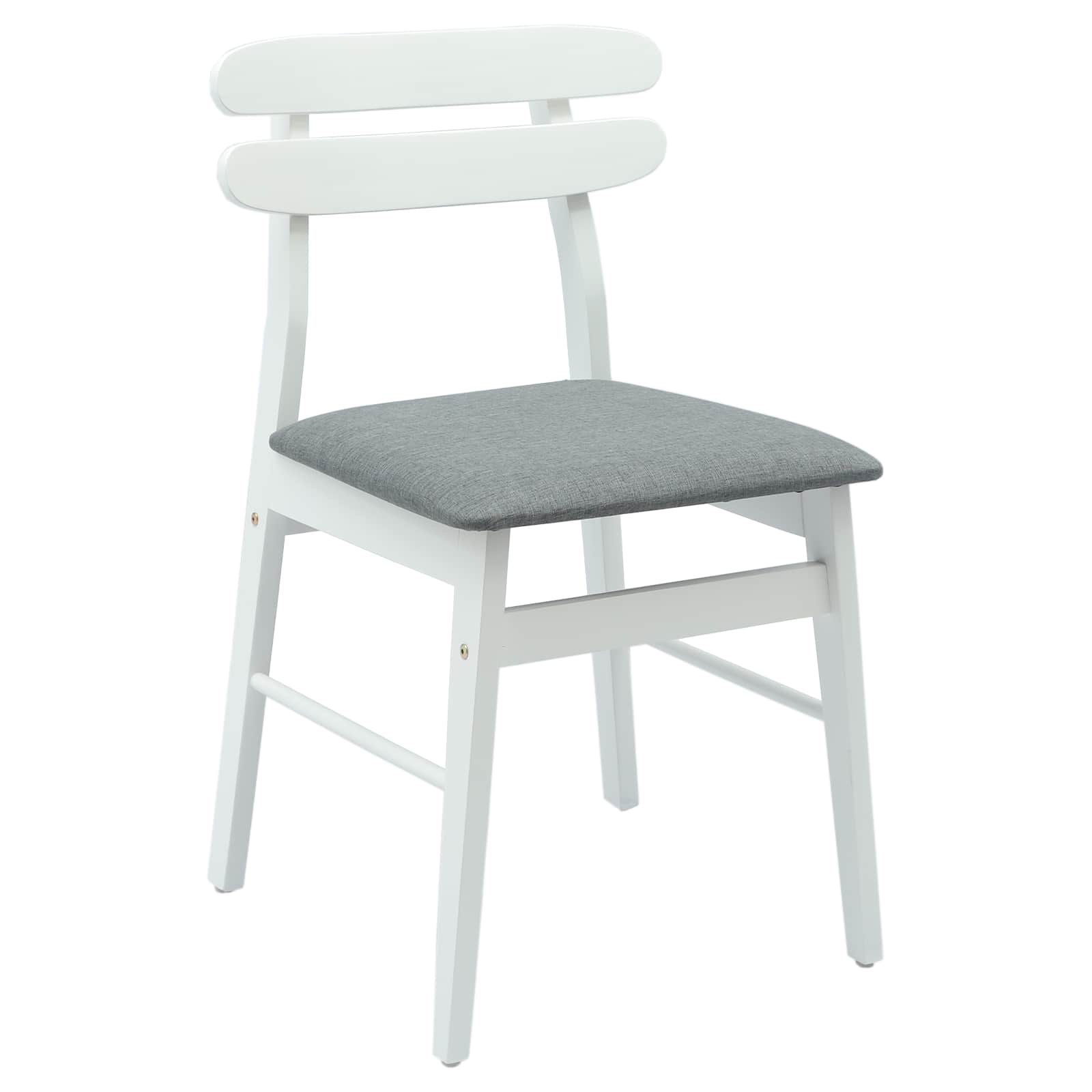 Dining chairs 2 pcs White and grey Solid rubberwood