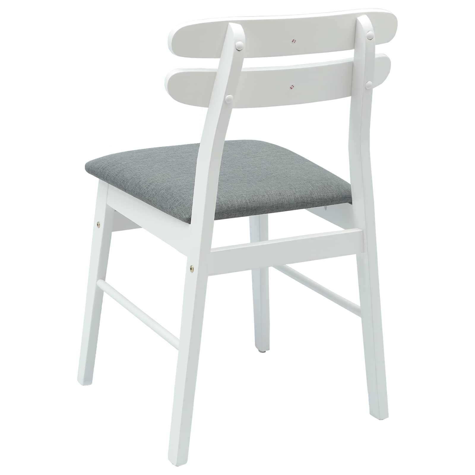 Dining chairs 2 pcs White and grey Solid rubberwood