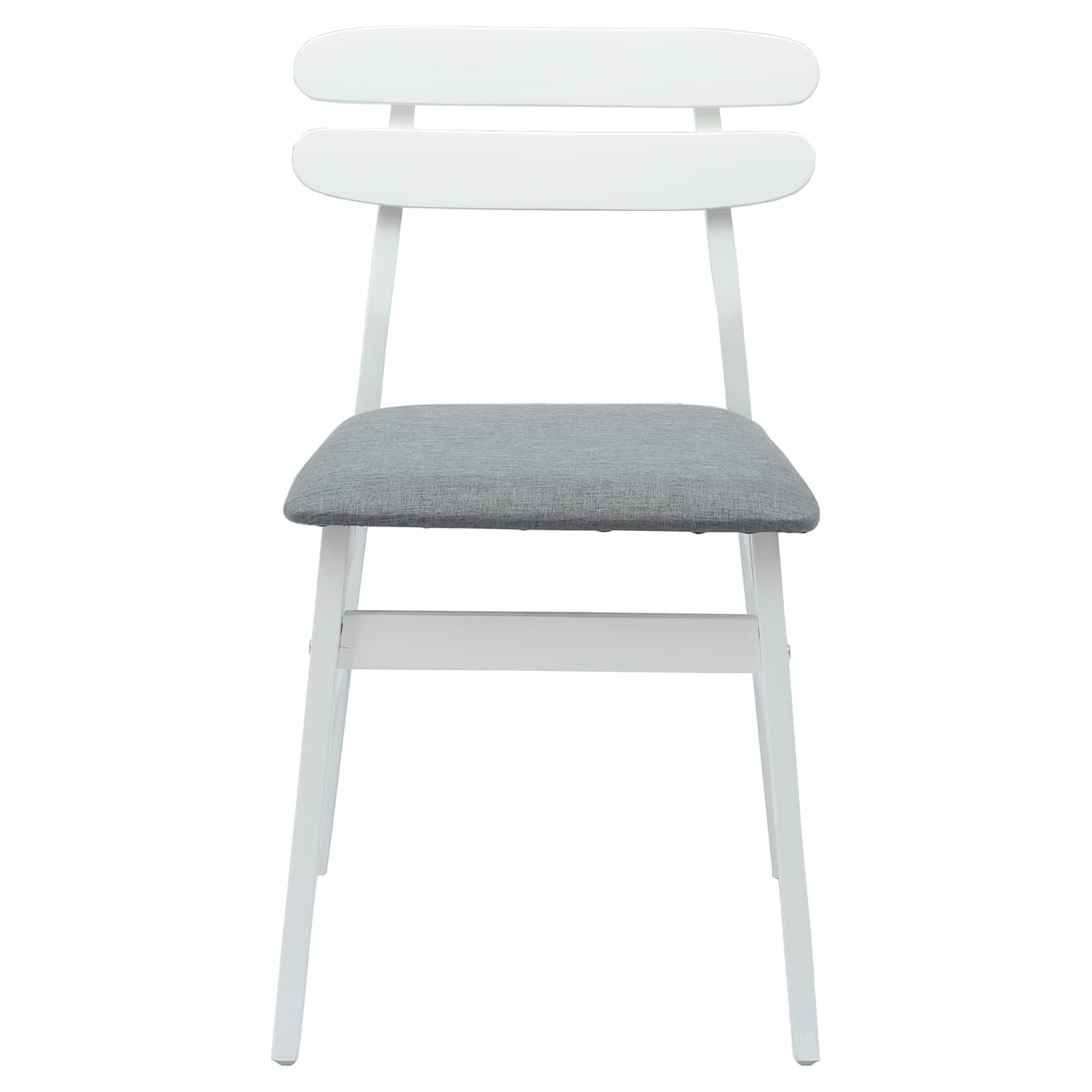 Dining chairs 2 pcs White and grey Solid rubberwood