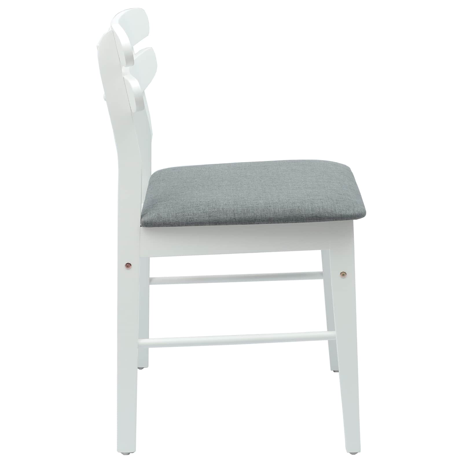 Dining chairs 2 pcs White and grey Solid rubberwood
