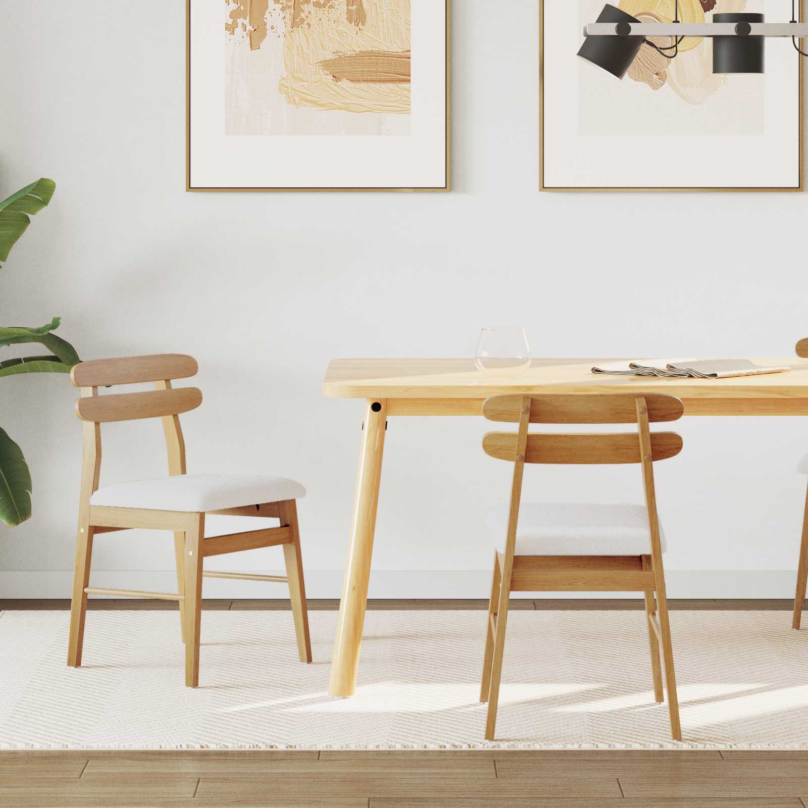 Dining chair 2 pcs Natural and light