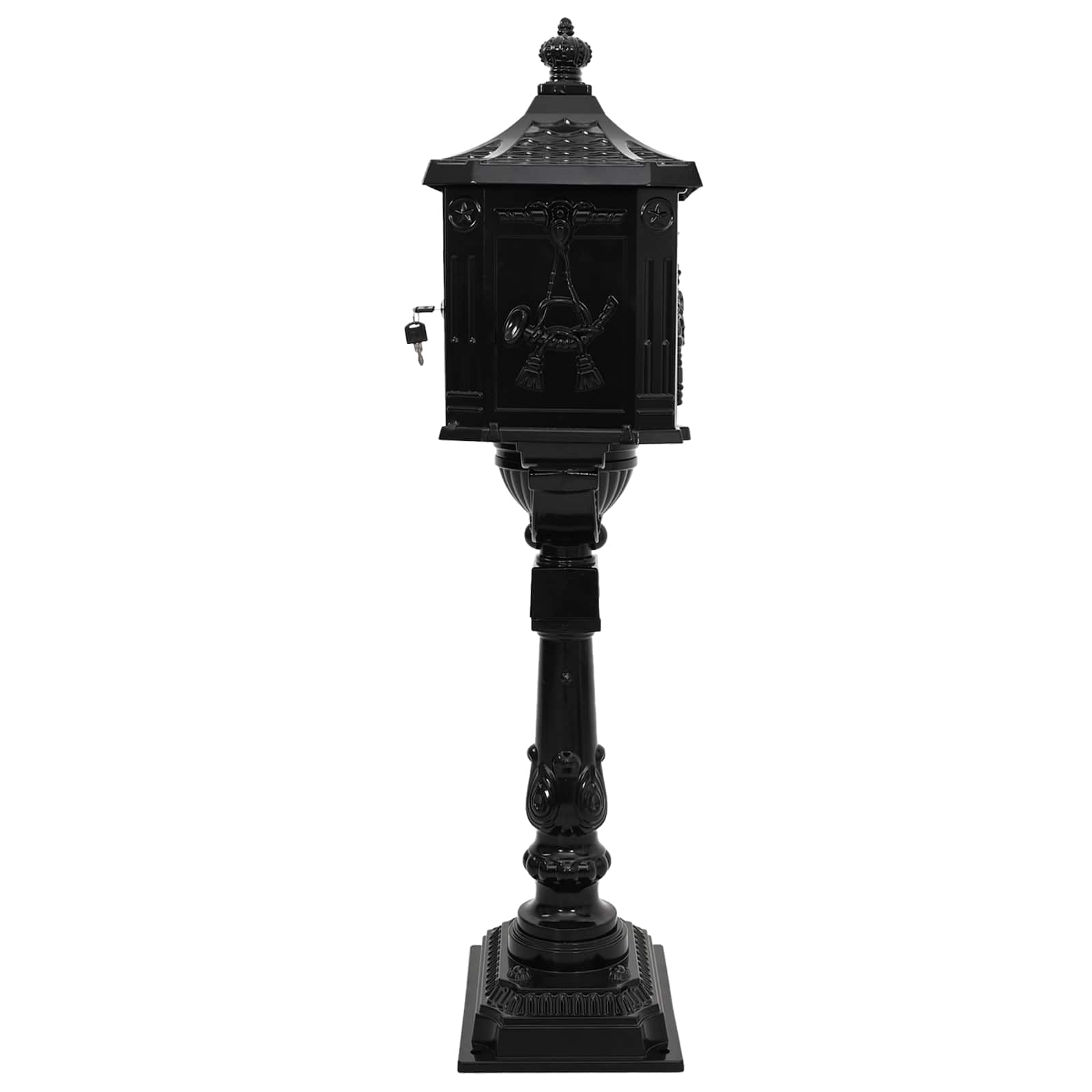 Stovinti pašto dėžutė su saugykla Juoda 42,5 x 29,5 x 117 cm