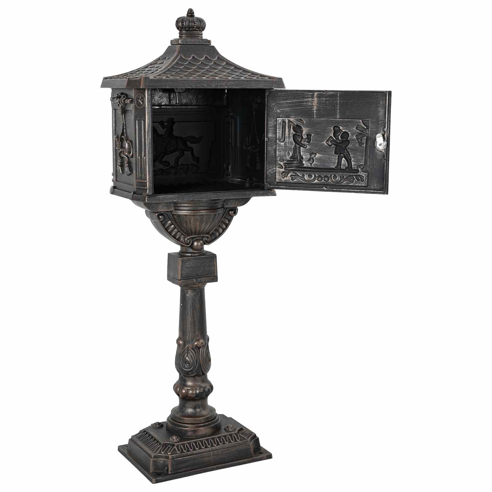 Freestanding Post Box with Storage Bronze 42.5 x 29.5 x 117 cm