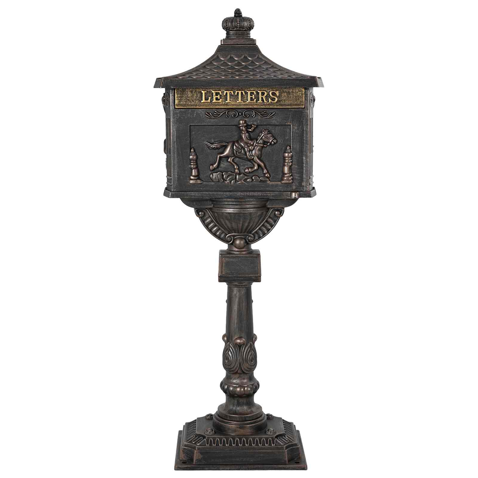 Freestanding Post Box with Storage Bronze 42.5 x 29.5 x 117 cm