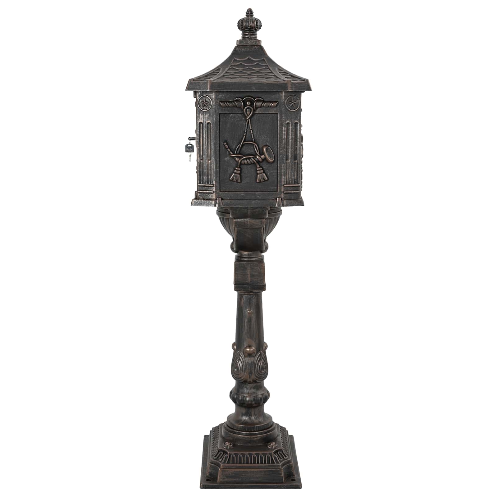 Freestanding Post Box with Storage Bronze 42.5 x 29.5 x 117 cm