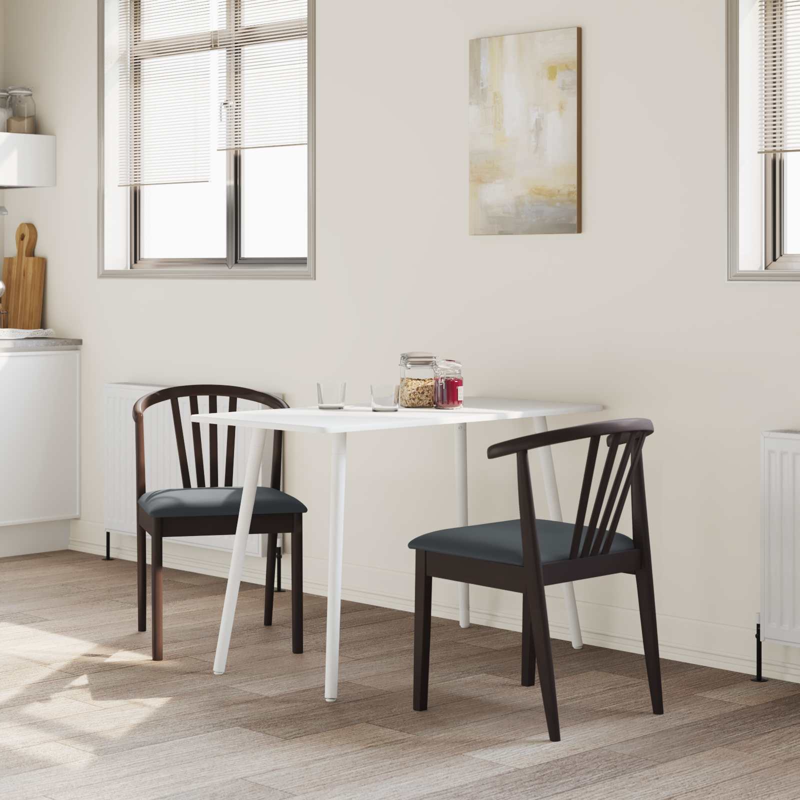 Dining chair 2 pcs Light brown and black