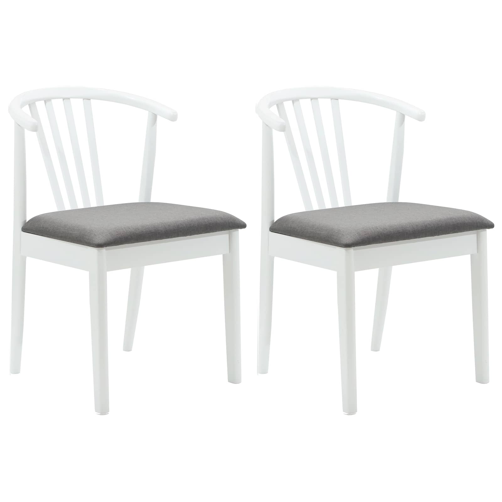 Dining chairs 2 pcs White and grey Solid rubberwood