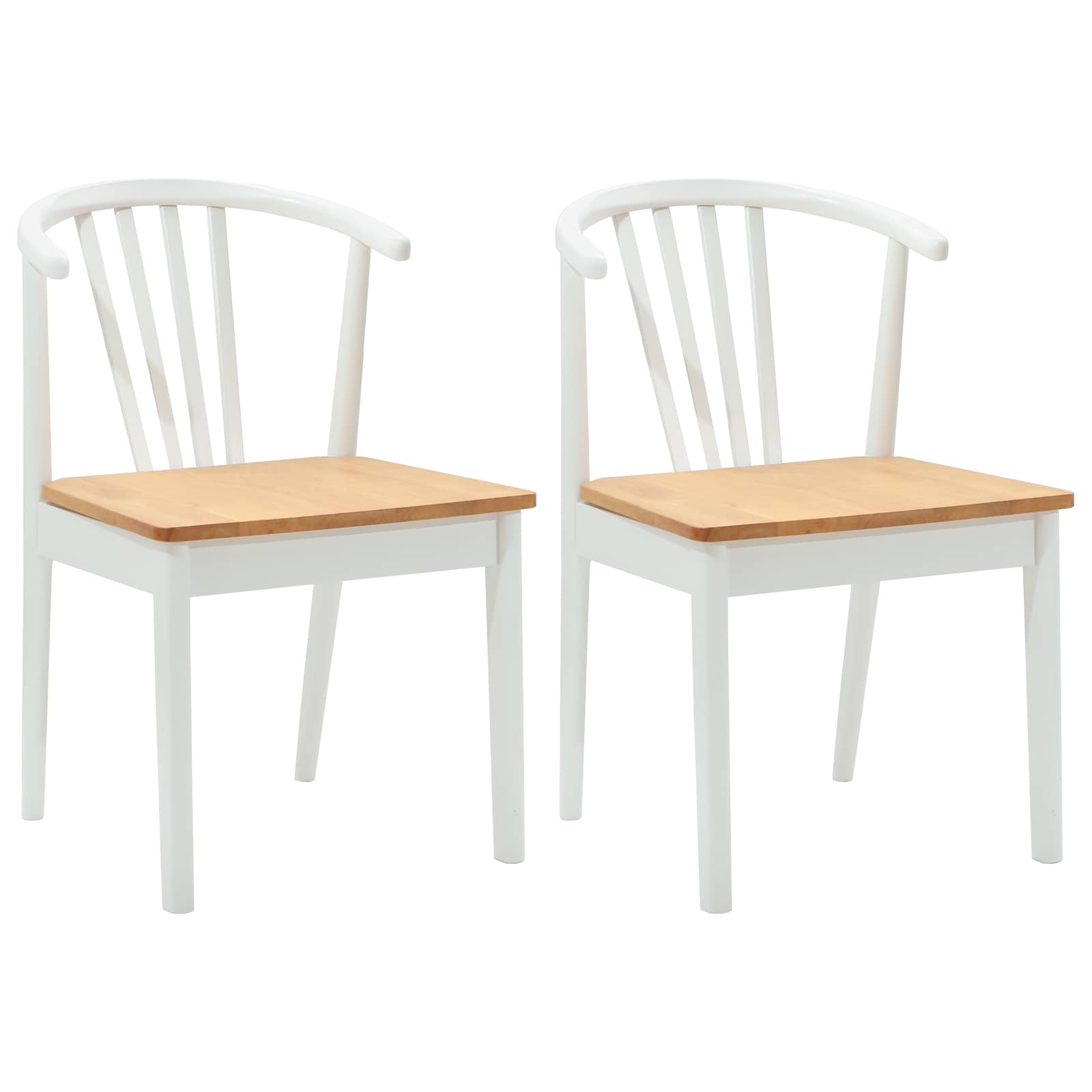 Valgomasis krėslas 2 pcs baltos ir natūralios spalvos