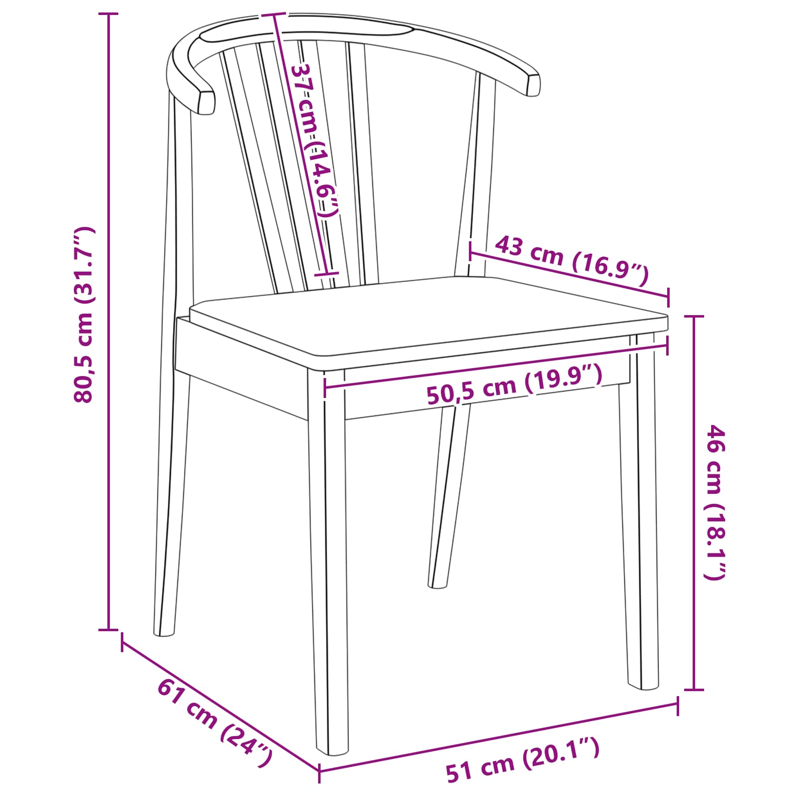 Dining Chair 2 pcs White Solid rubberwood