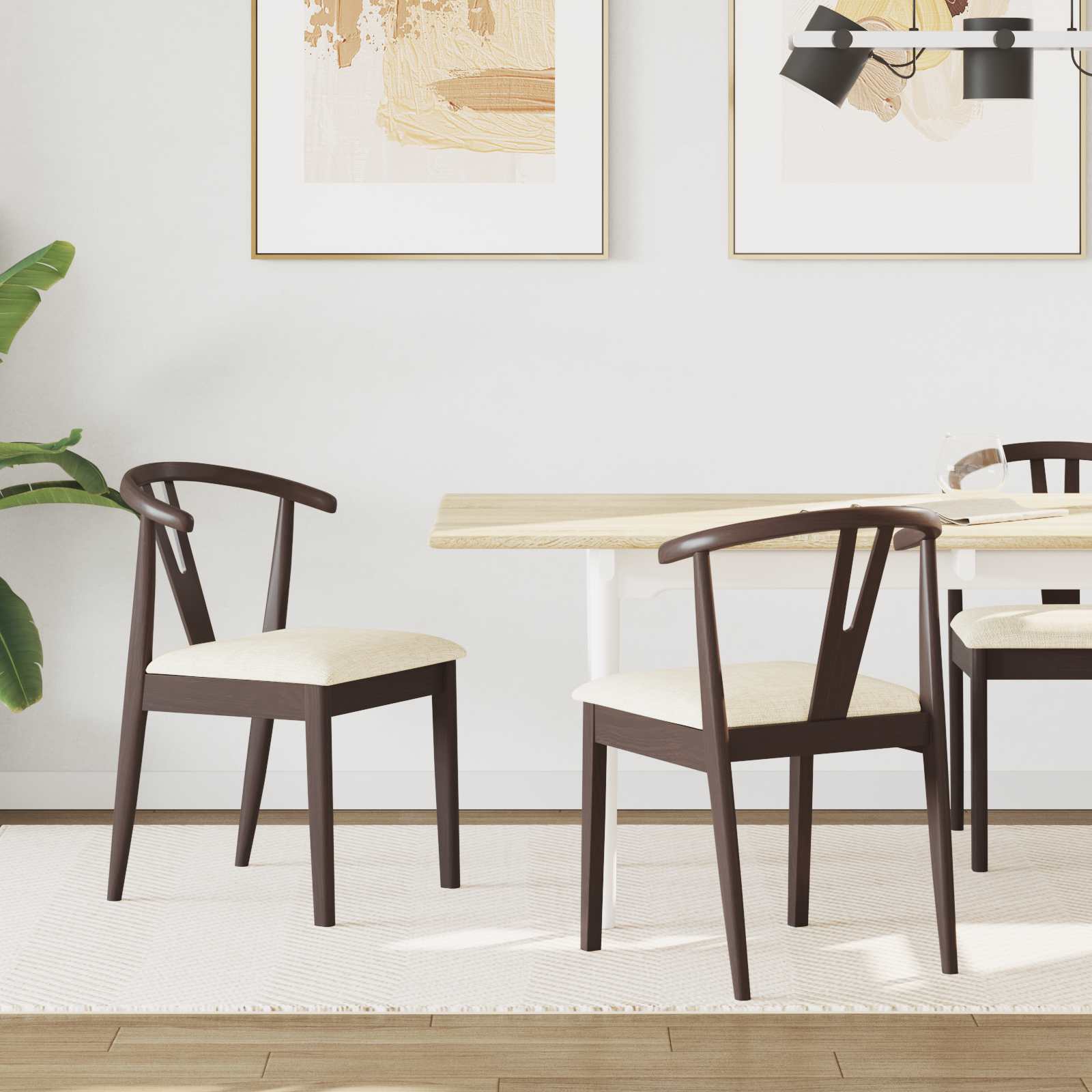 Dining chair 2 pcs Light brown and light wood