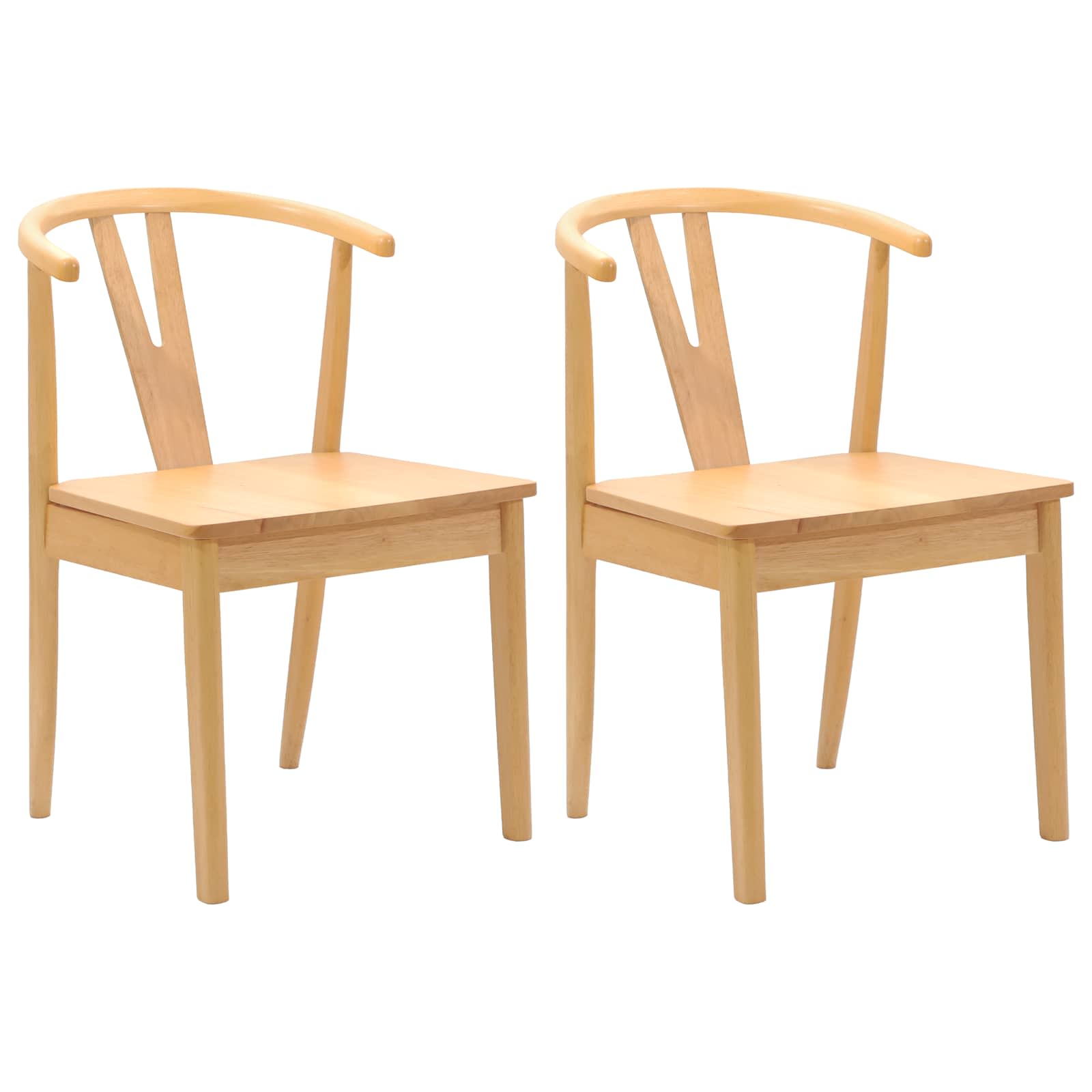 Dining chair 2 pcs Natural Solid rubberwood