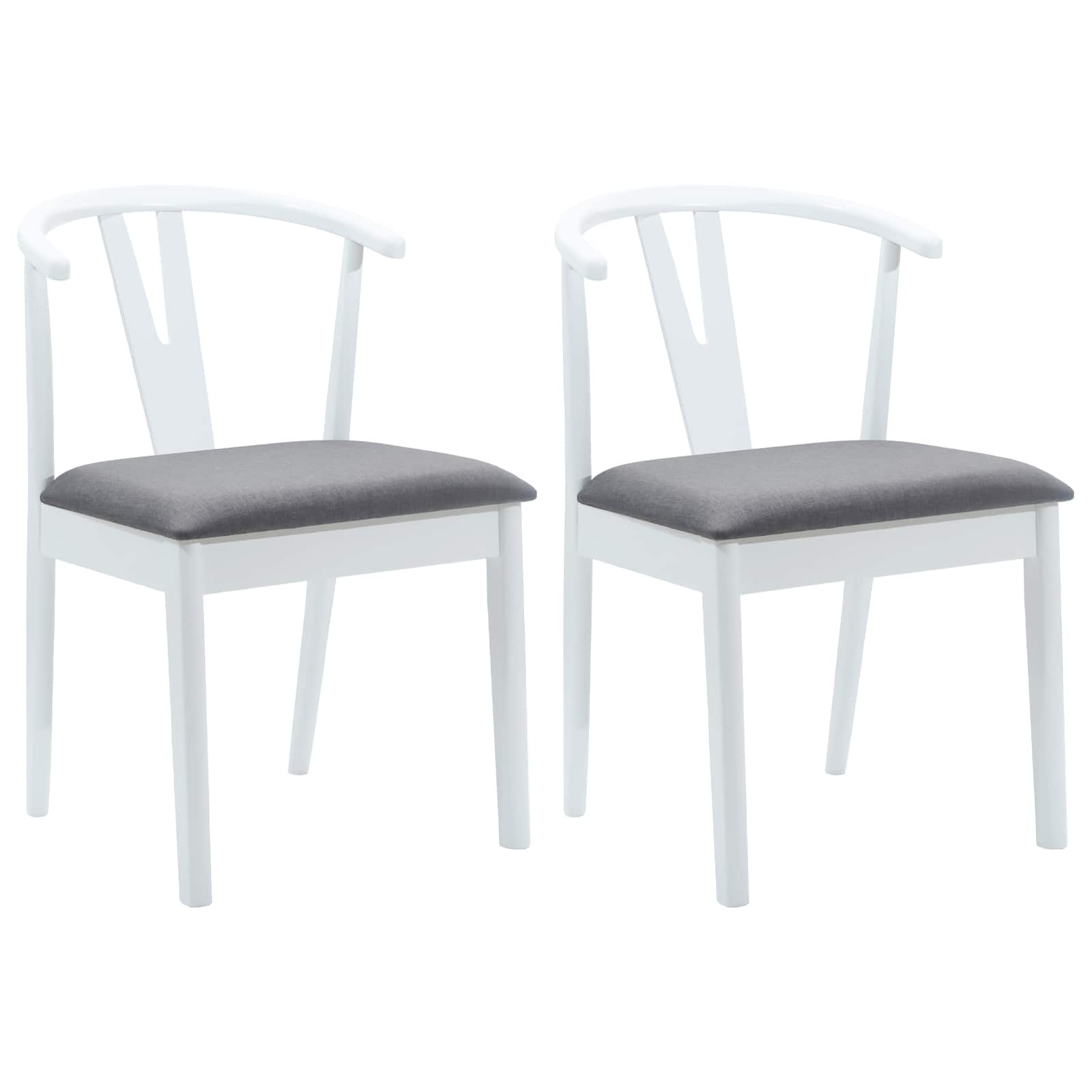 Dining chairs 2 pcs White and grey Solid rubberwood