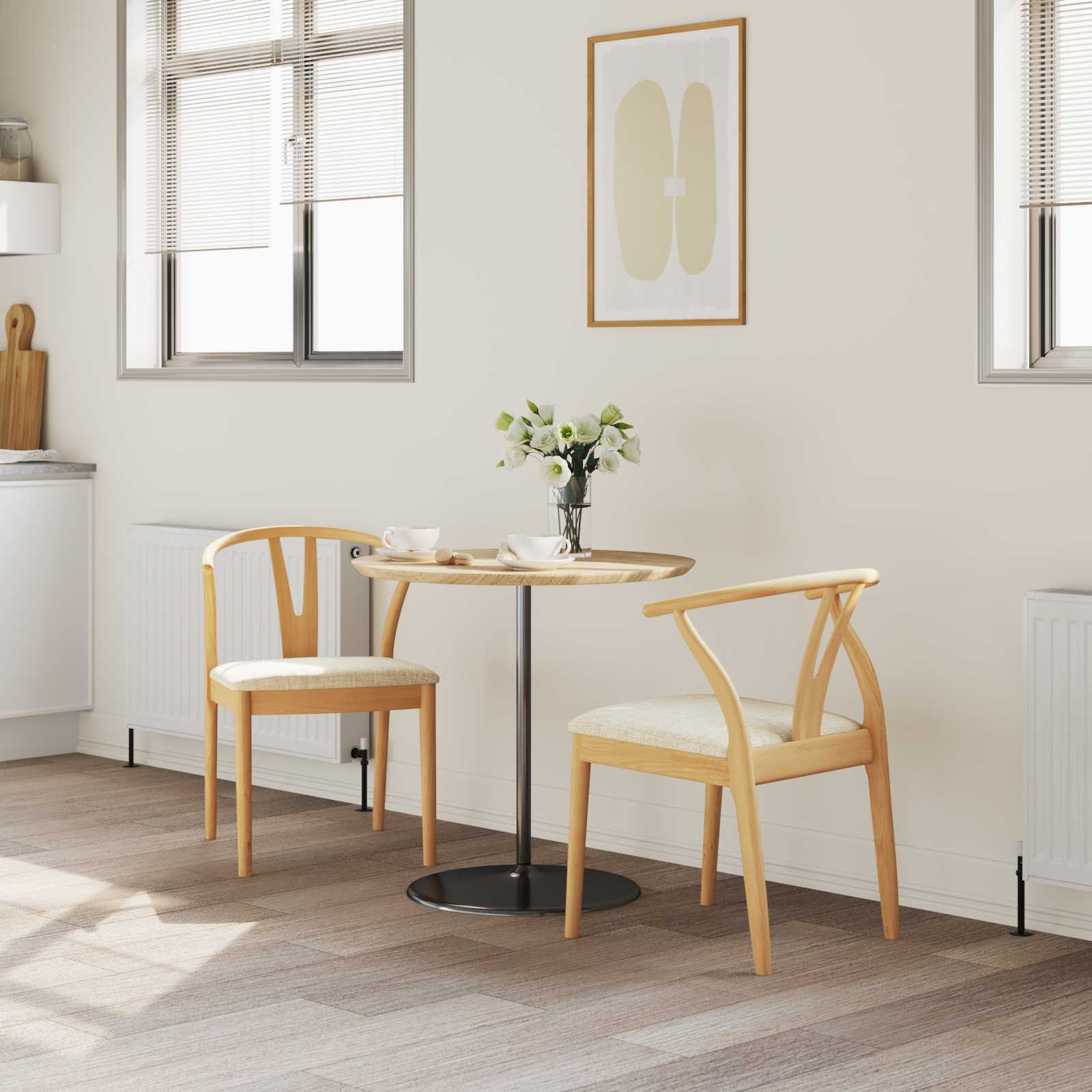 Valgomasis krėslas 2 pcs Natūralus ir šviesus