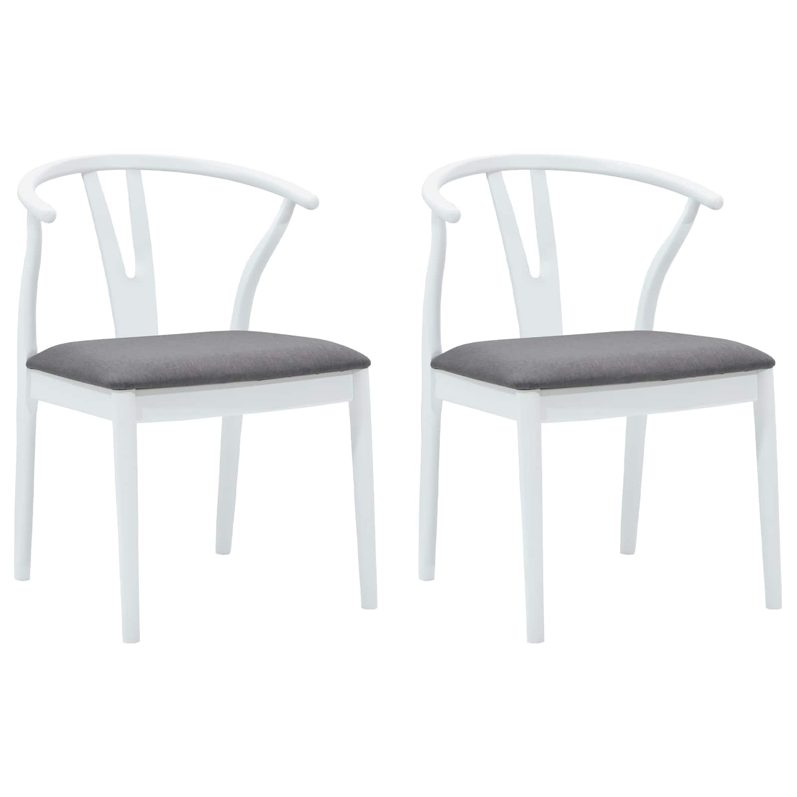 Valgomasis krėslas 2 pcs Balta ir pilka Kietas gumos medis