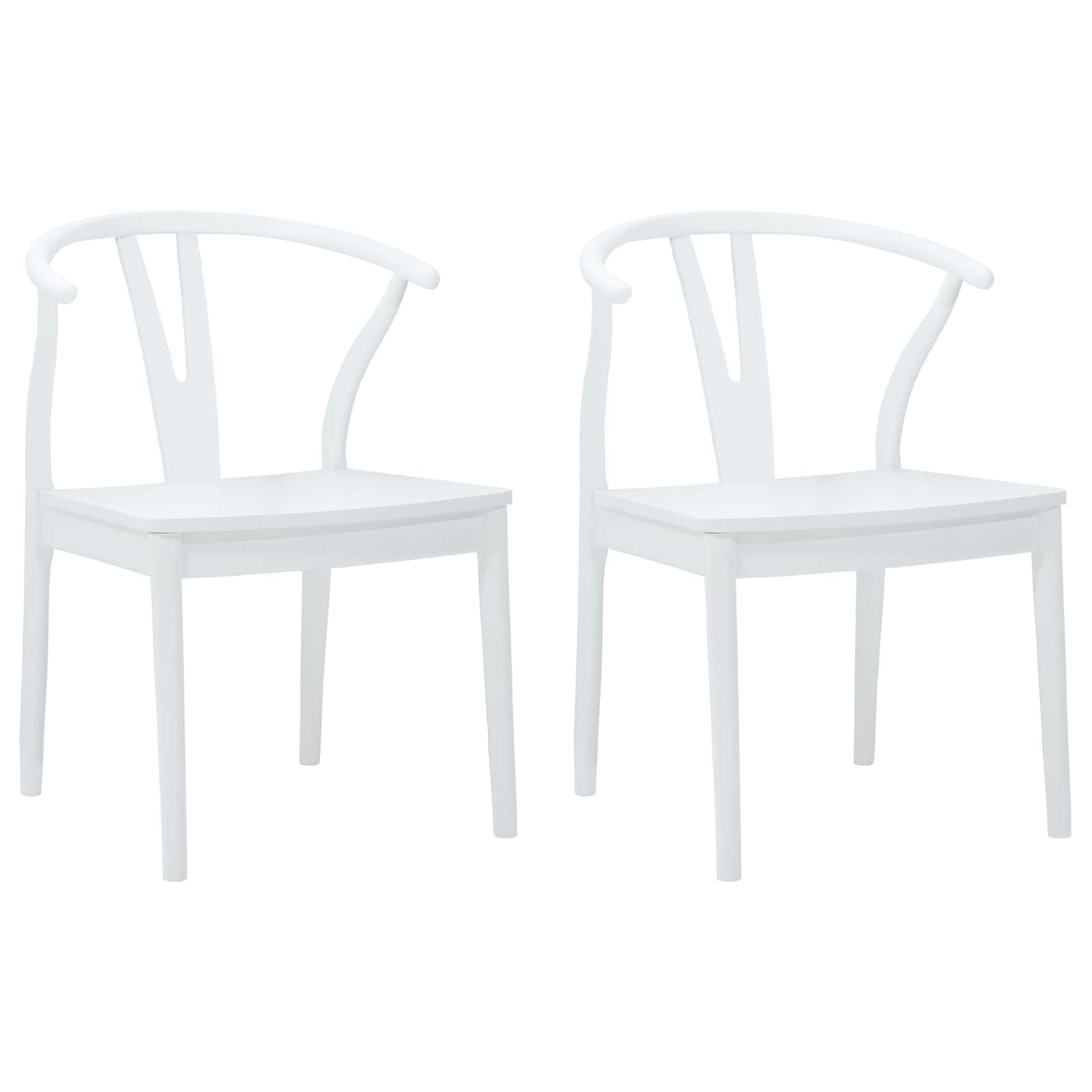 Valgomasis krėslas 2 pcs Balta ir balta Kietas gumos medis
