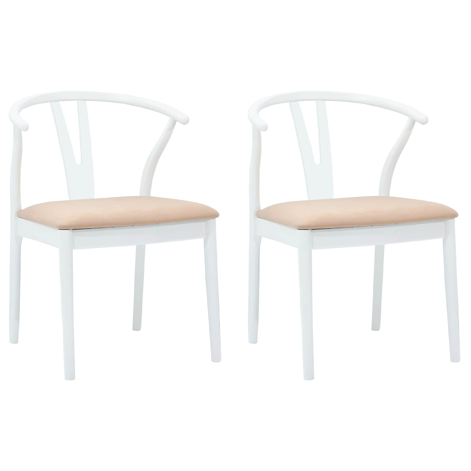 Valgomasis krėslas 2 pcs Balta ir ruda Kietas gumos medis