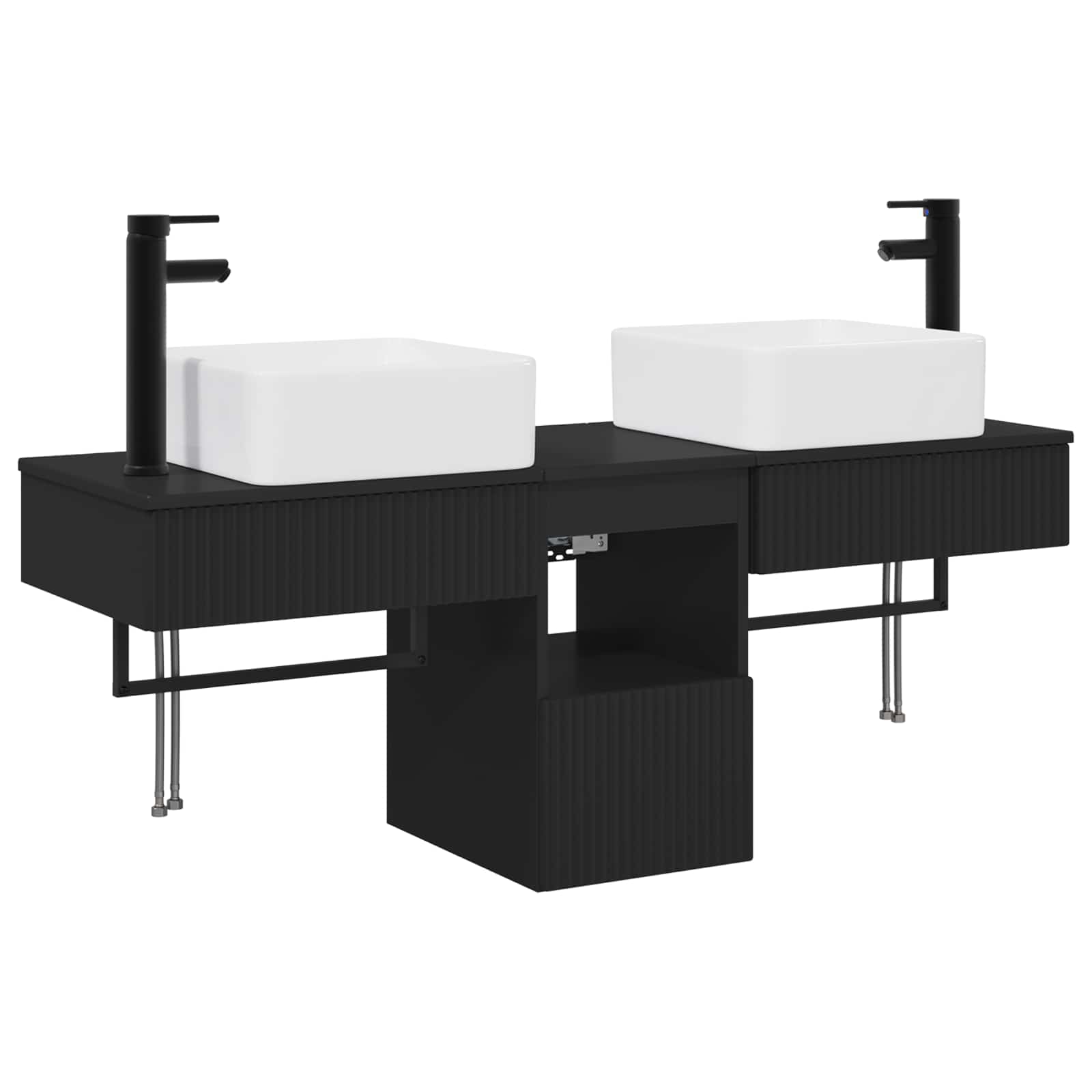 Vonios spintos komplektas 3 vnt. Juoda 53 x 35 x 39 cm