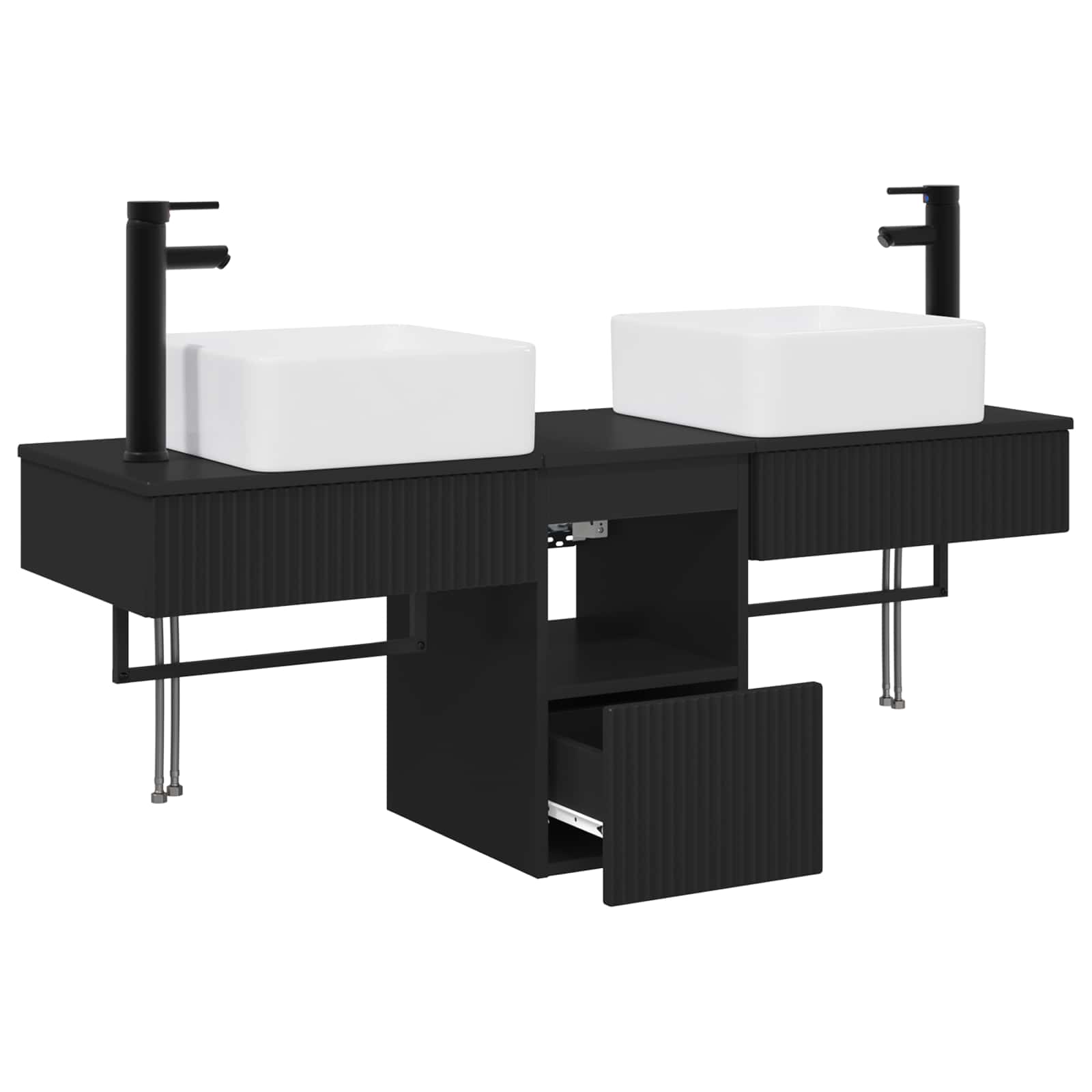 Vonios spintos komplektas 3 vnt. Juoda 53 x 35 x 39 cm
