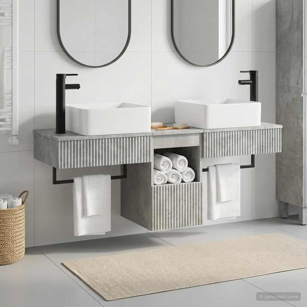 Vonios spintos komplektas 3 vnt. Betono pilka 53 x 35 x 39 cm