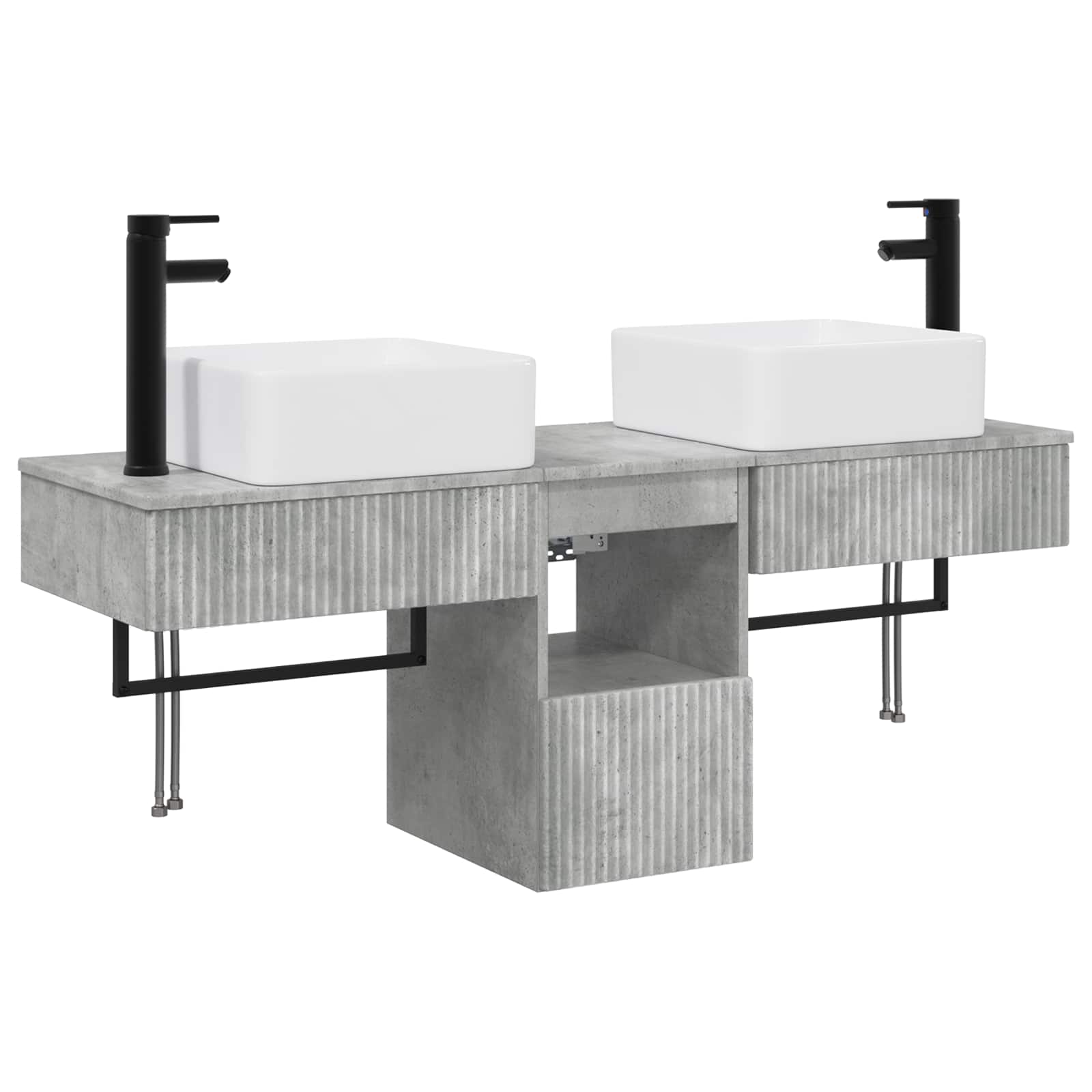 Vonios spintos komplektas 3 vnt. Betono pilka 53 x 35 x 39 cm