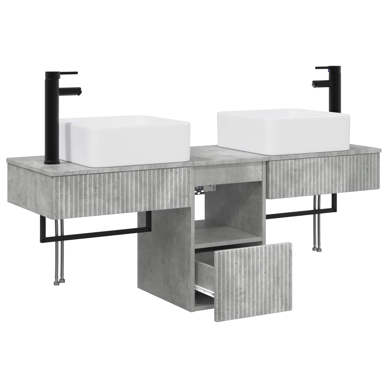Vonios spintos komplektas 3 vnt. Betono pilka 53 x 35 x 39 cm