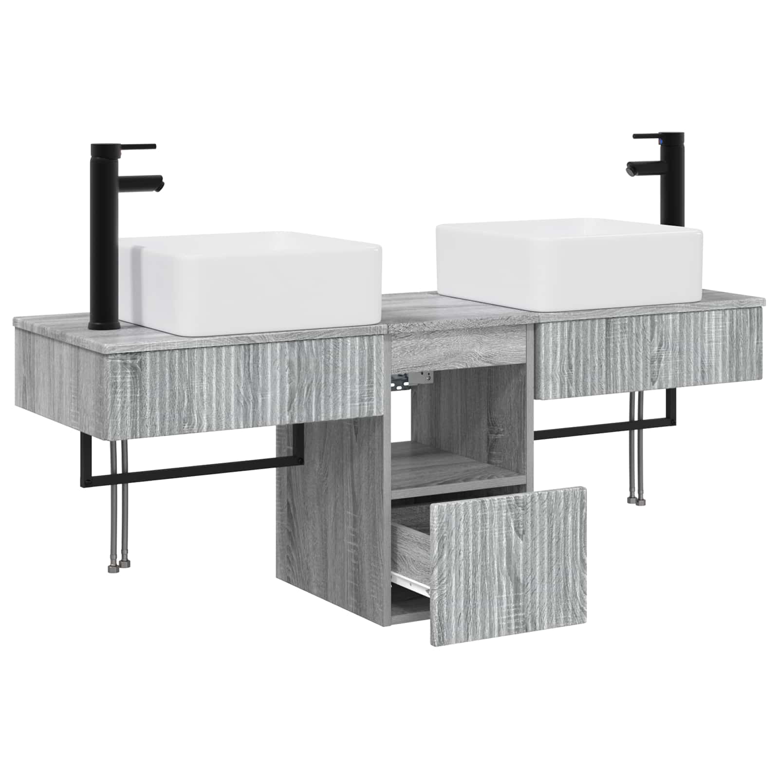 Vonios spintos komplektas 3 vnt. Pilka Sonoma 53 x 35 x 39 cm