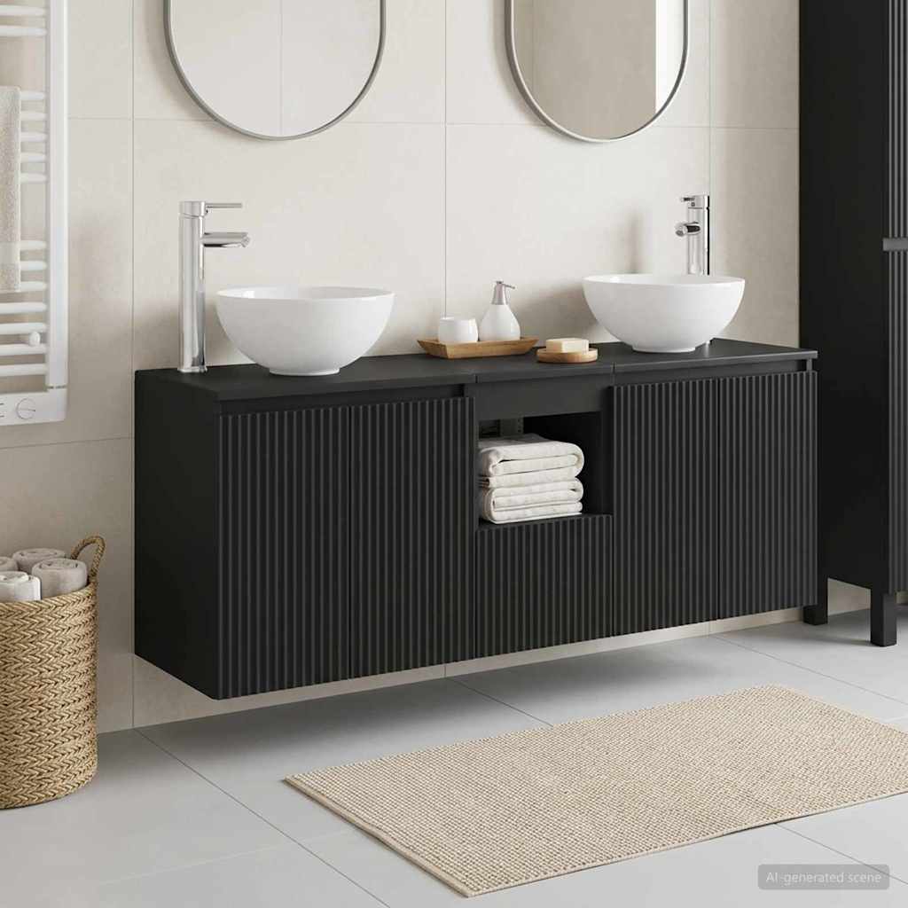 Vonios spintos komplektas 3 vnt. Juoda 49,5 x 41 x 64,5 cm