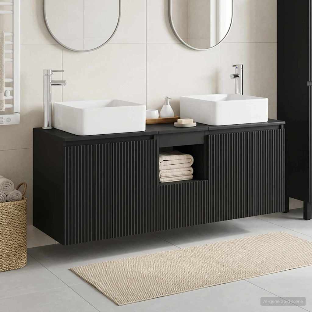 Vonios spintos komplektas 3 vnt. Juoda 49,5 x 41 x 63 cm