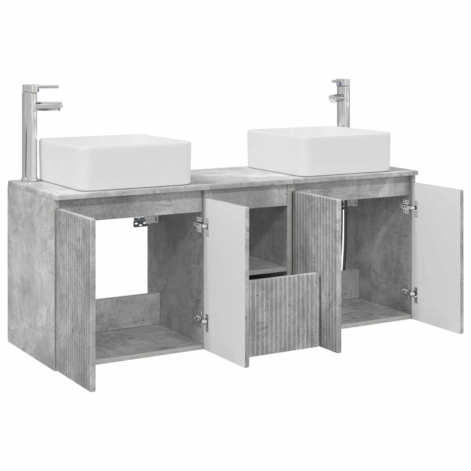 Vonios spintos komplektas 3 vnt. Betono pilka 49,5 x 41 x 63 cm