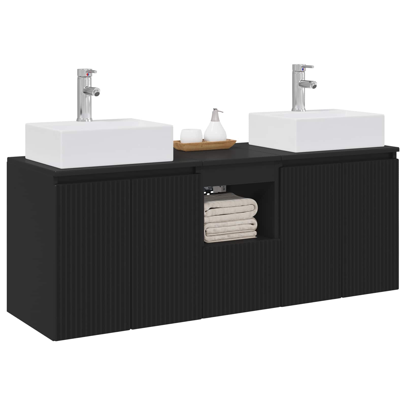 Vonios spintos komplektas 3 vnt. Juoda 49,5 x 41 x 62,5 cm