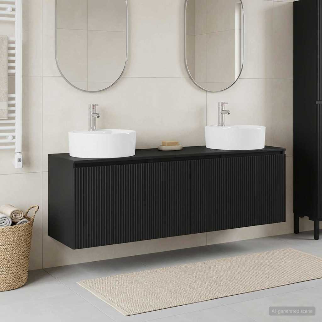 Vonios spintos komplektas 3 vnt. Juoda 49,5 x 44,5 x 65 cm